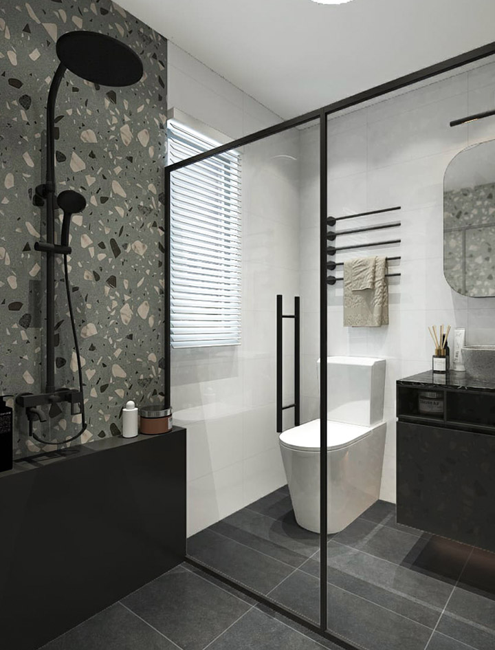 bathroom diagonal tiles